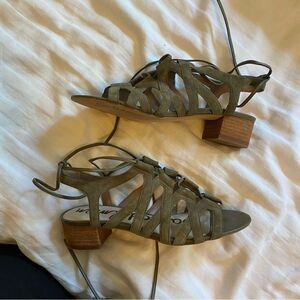 Sam Edelman army green Strappy short heeled sandals
